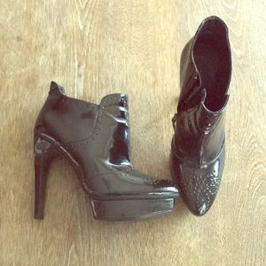 Trouve Black patent platform booties
